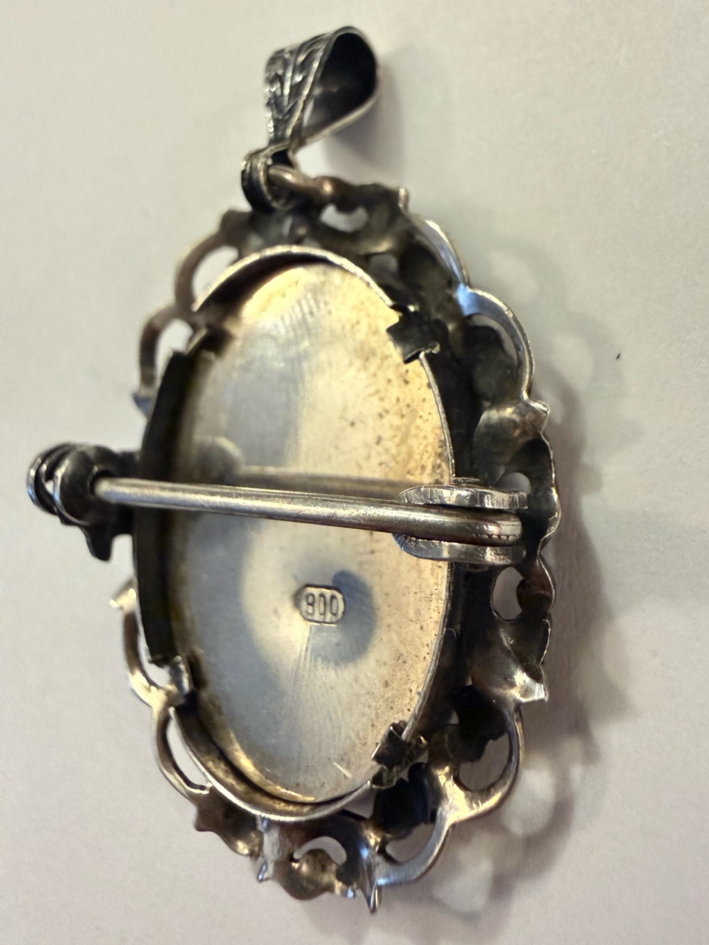 Vintage Italian 800 Silver Delphic Sibyl Portrait Pendant Brooch 5 Grams - Picture 8 of 12